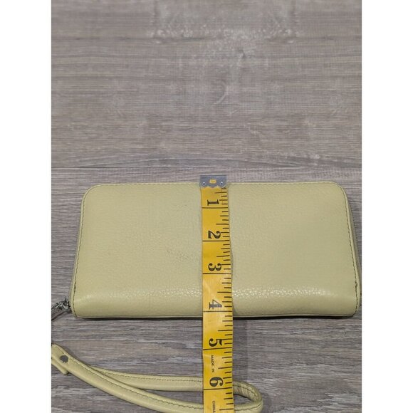 Fossil Light Yellow Green Leather Womens Zip Around Wallet Clutch Wristlet Retro - Picture 13 of 16